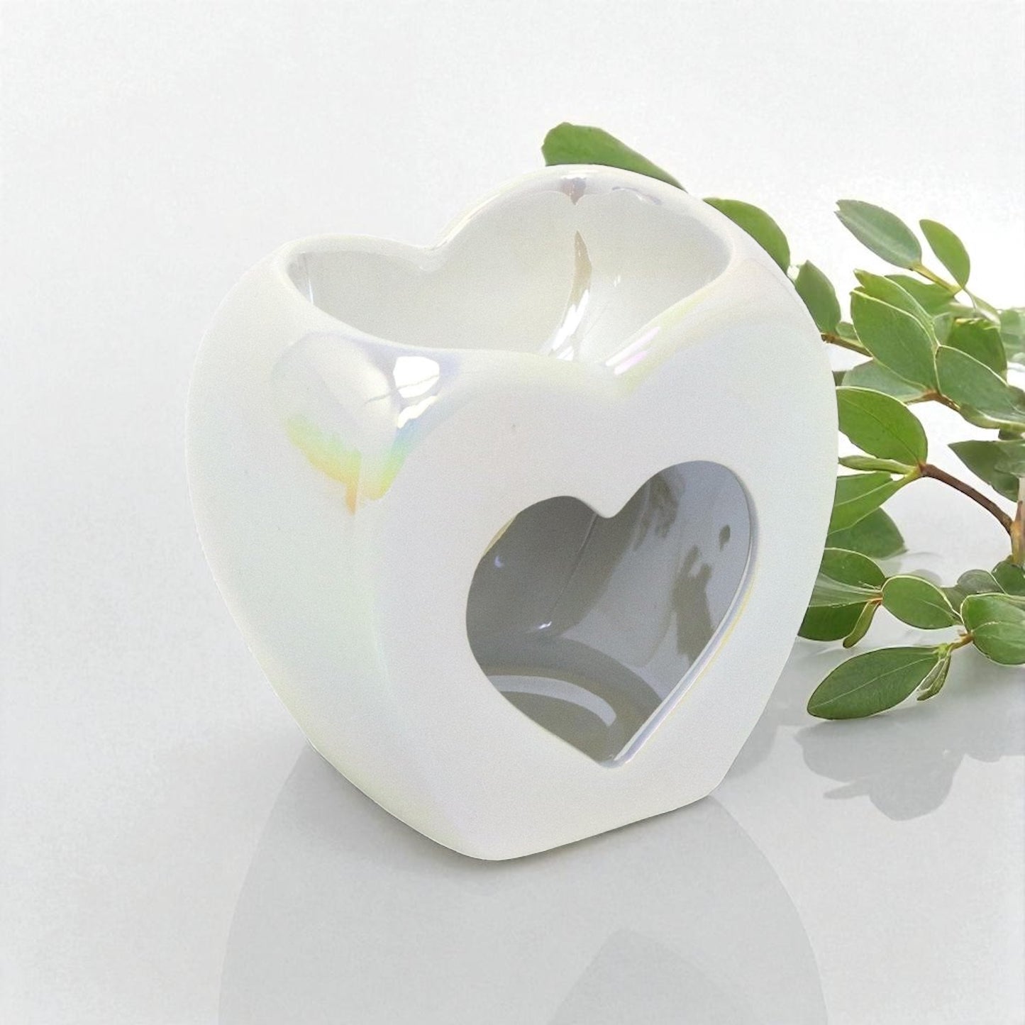 Heart Wax Burner - Pearlised White