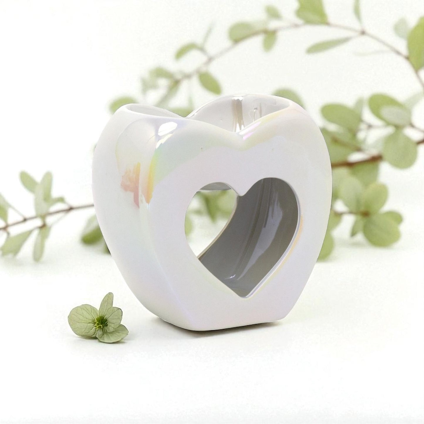 Heart Wax Burner - Pearlised White