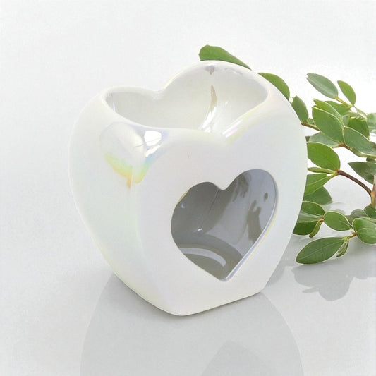Heart Wax Burner - Pearlised White